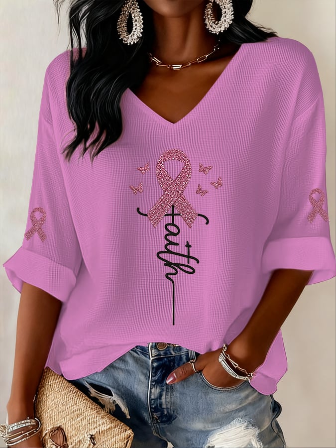 Women's Breast Cancer Awareness Print Top