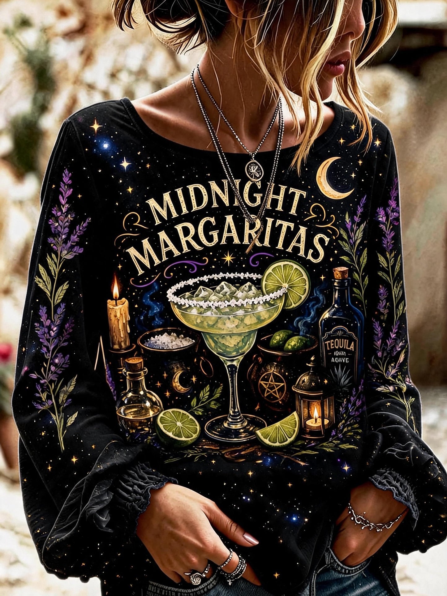 Women'S Practical Magic Halloween Print Crew Neck Long Sleeve