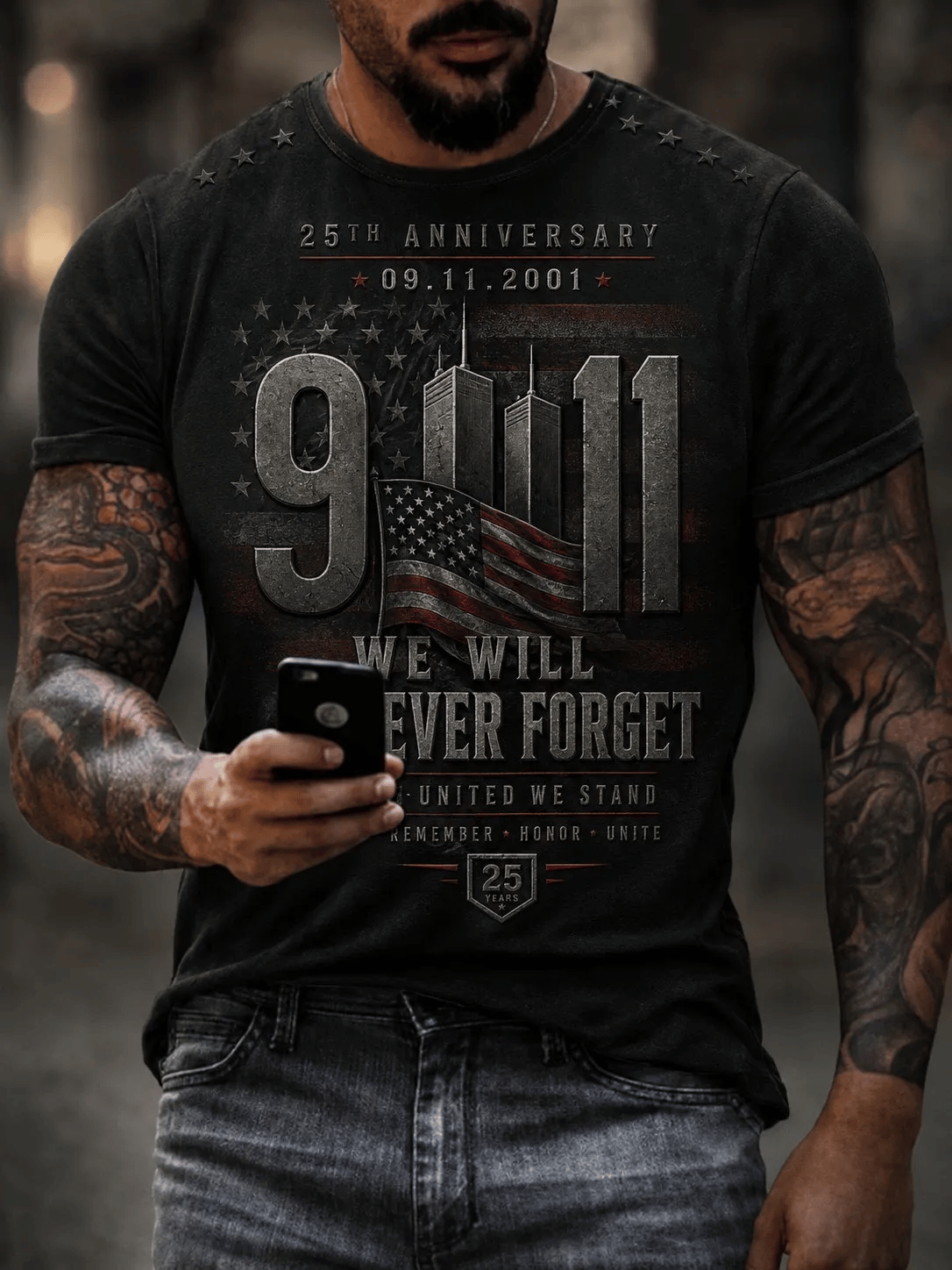 Men's 9.11 Never Forget Printing T-Shirts