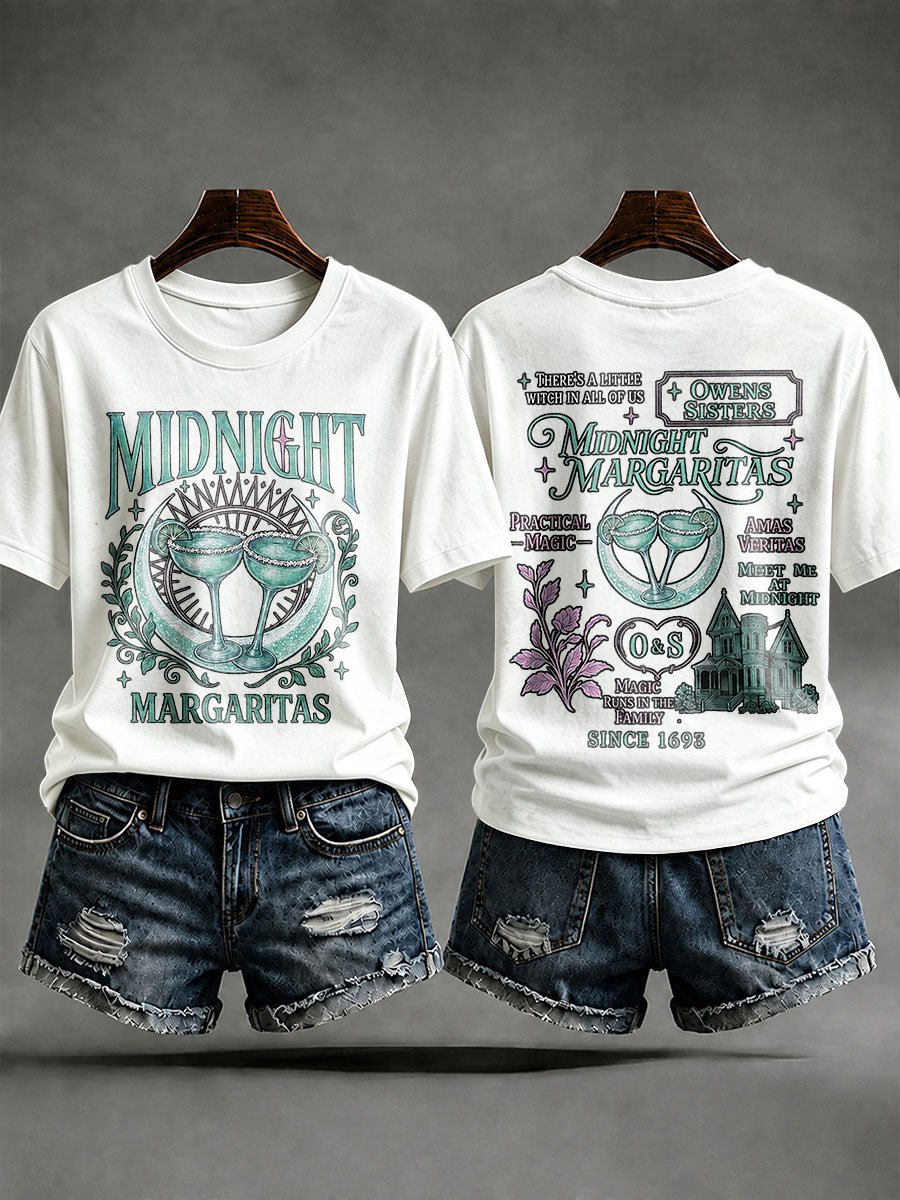 Women's Midnight Margaritas Print Casual T-shirt