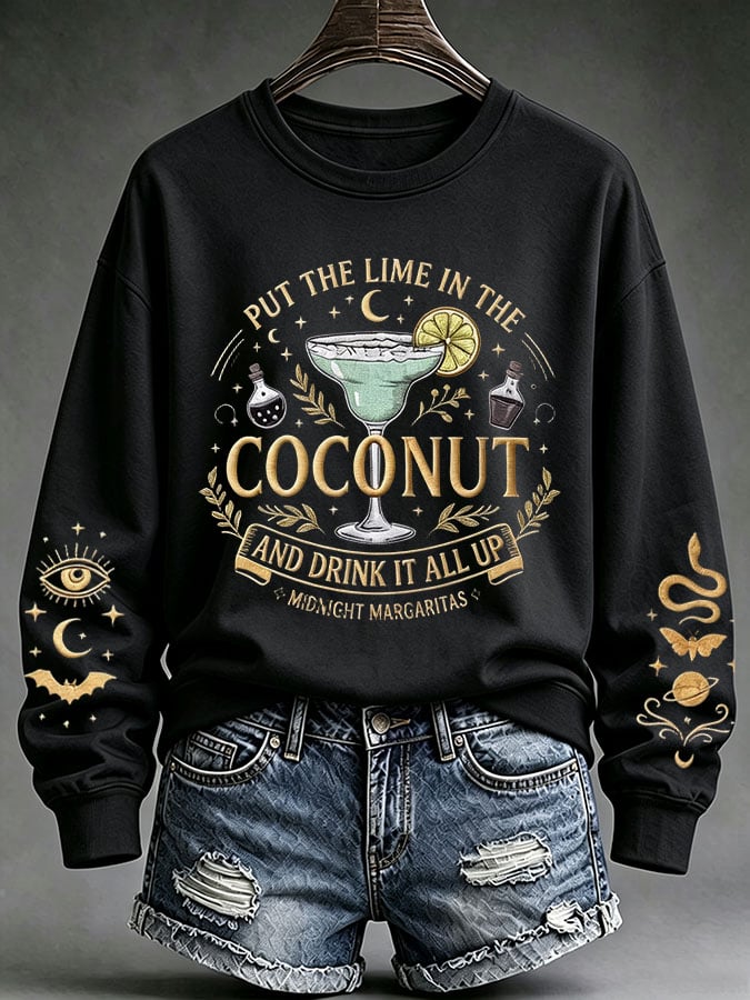 Women's Midnight Margaritas Print Casual Sweatshirt