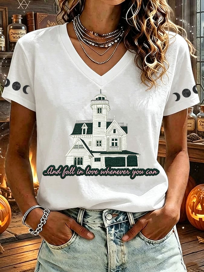 Women's Fall In Love Whenever You Can Print T-shirt