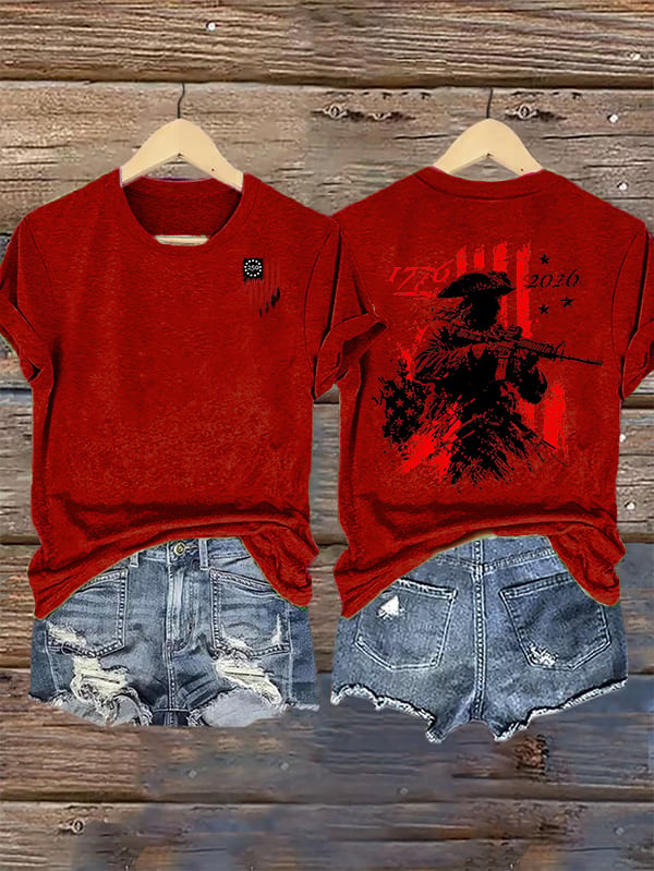 Women's 250th Anniversary Distressed American Flag 2-sided Shirt