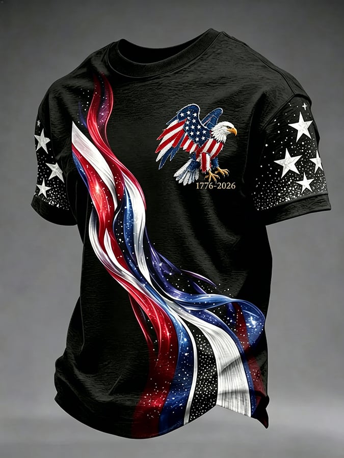 Men's America's 250th Anniversary American Flag Printed Casual T-Shirt