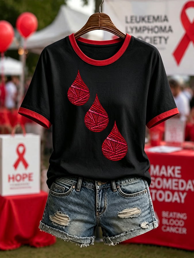 Women's Blood Cancer Awareness Print T-Shirt