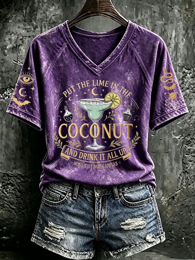 Women's Midnight Margaritas Print Casual T-shirt