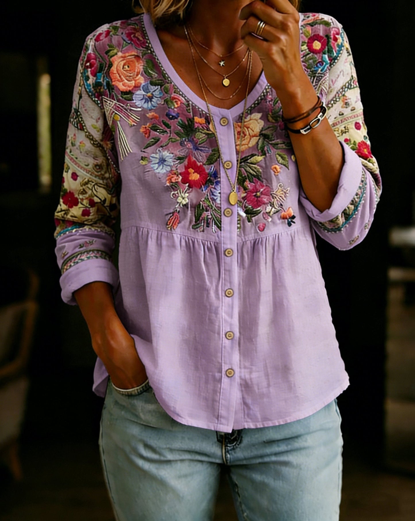 Women's Spring Floral Print Casual Top