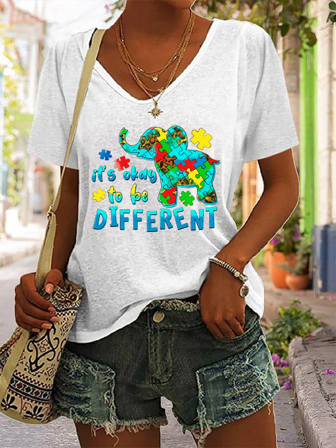 Women's It's Ok To Be Different V-Neck T-Shirt