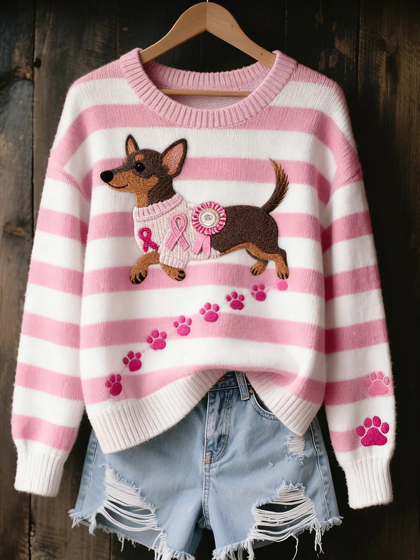 Women's Retro Casual Faith Cross Art Print Sweater