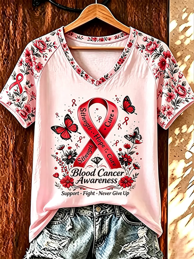 Women's Blood Cancer Awareness V-neck T-shirt