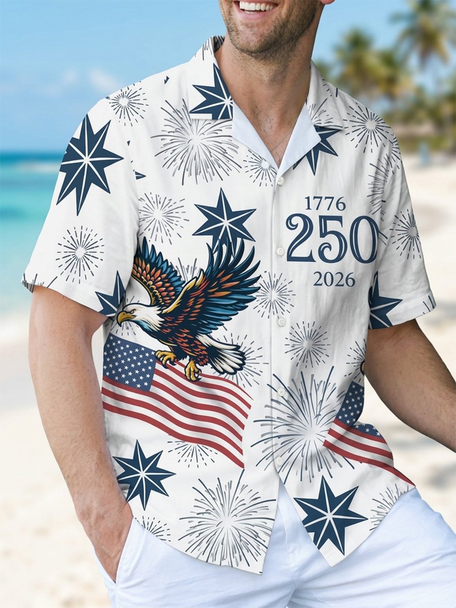 Men's Vacation U.S. 250th Anniversary Linen Short-Sleeve Shirt