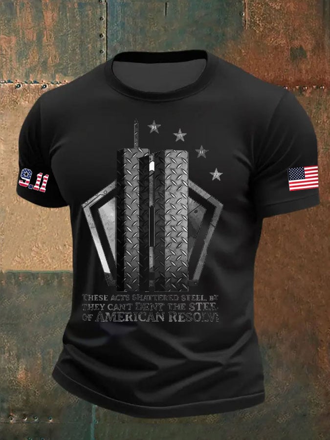 Men's Never Forget 9-11 Flag Print T-Shirt