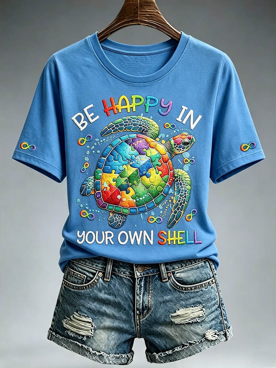 Women's Autism Awareness Graphic Casual Crewneck Top