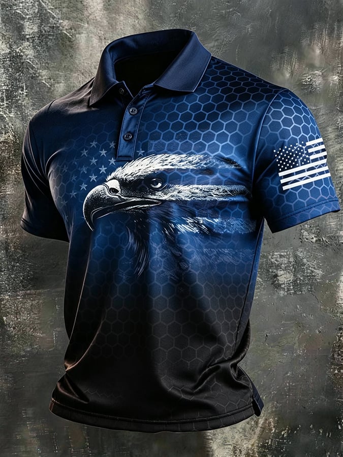 Men's 250th U.S. Independence Day Print Casual Short-Sleeve Polo Shirt