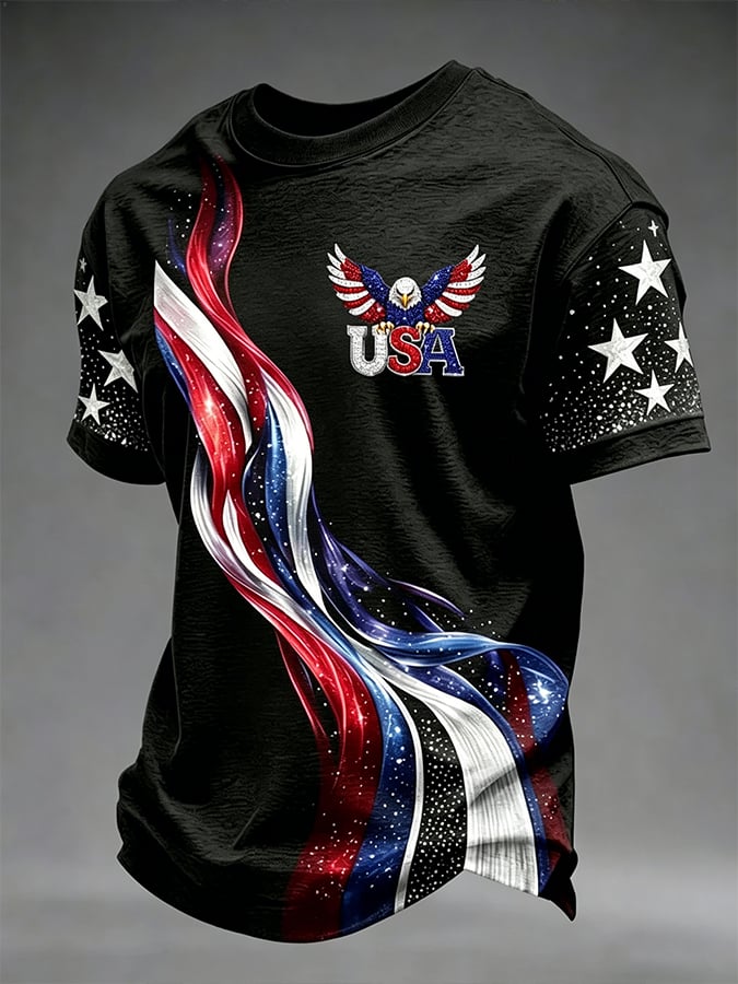 Men's America's 250th Anniversary American Flag Printed Casual T-Shirt