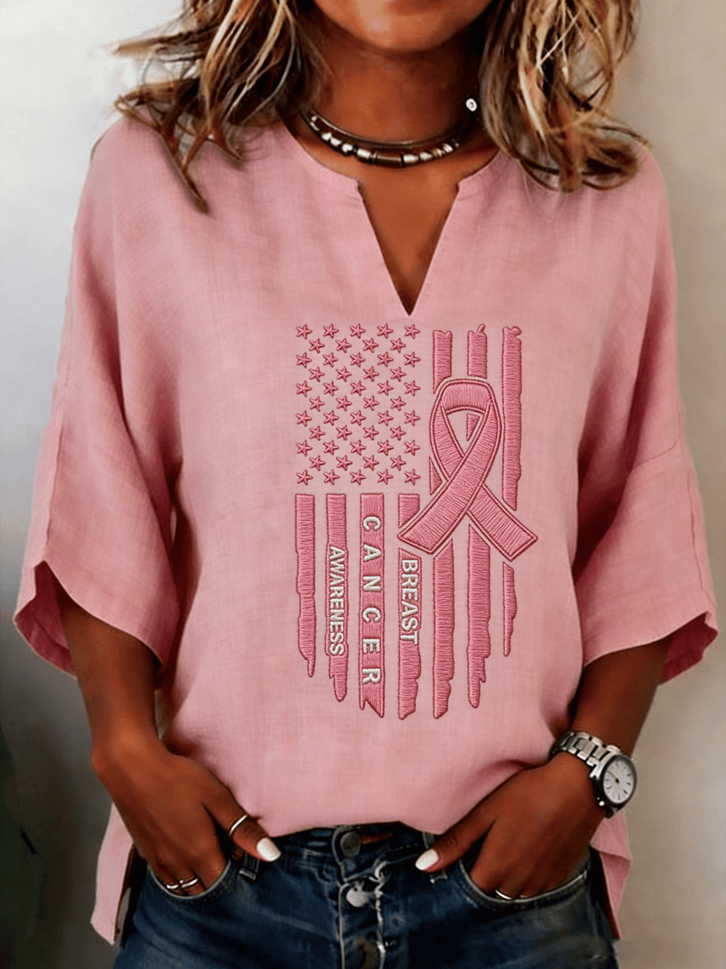 Women's Breast Cancer Awareness Print Shirt