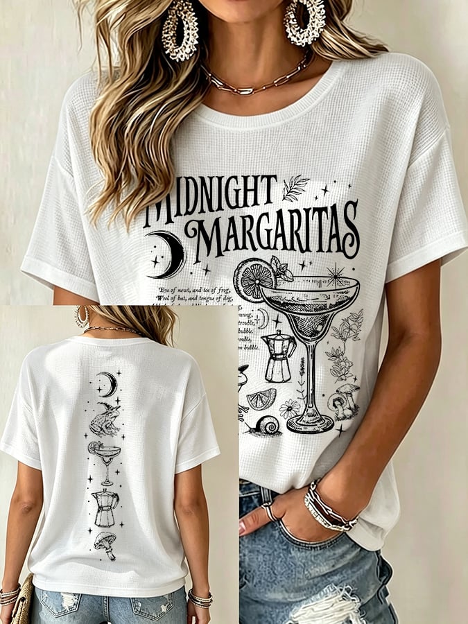 Women's Midnight Margaritas Print Casual T-shirt