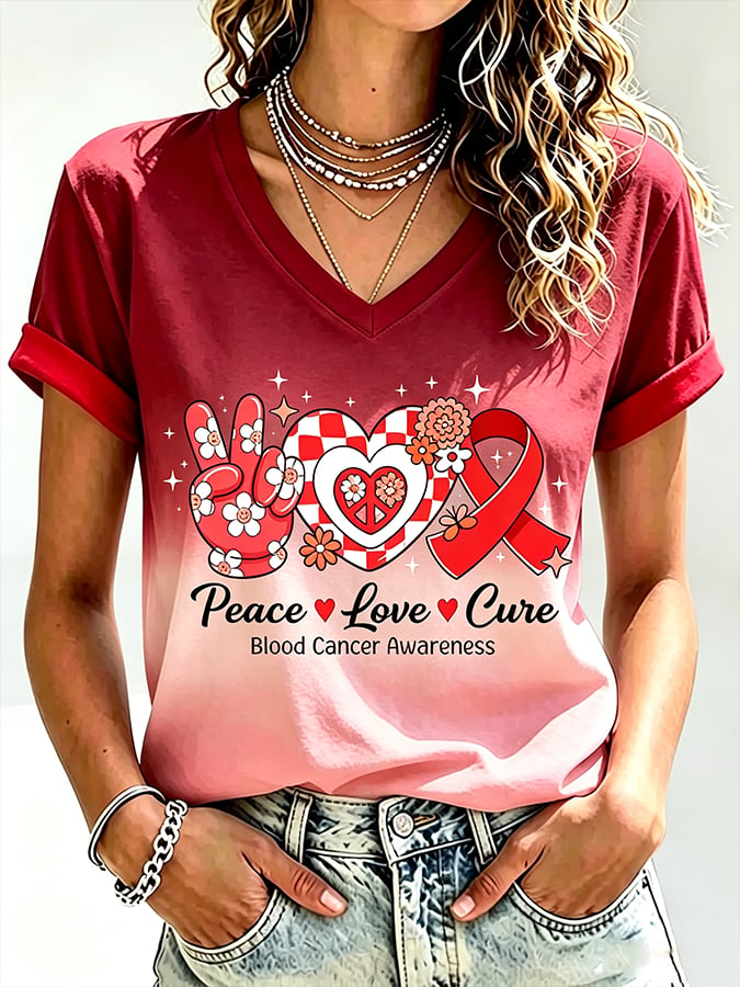 Women's Blood Cancer Awareness V-neck T-shirt