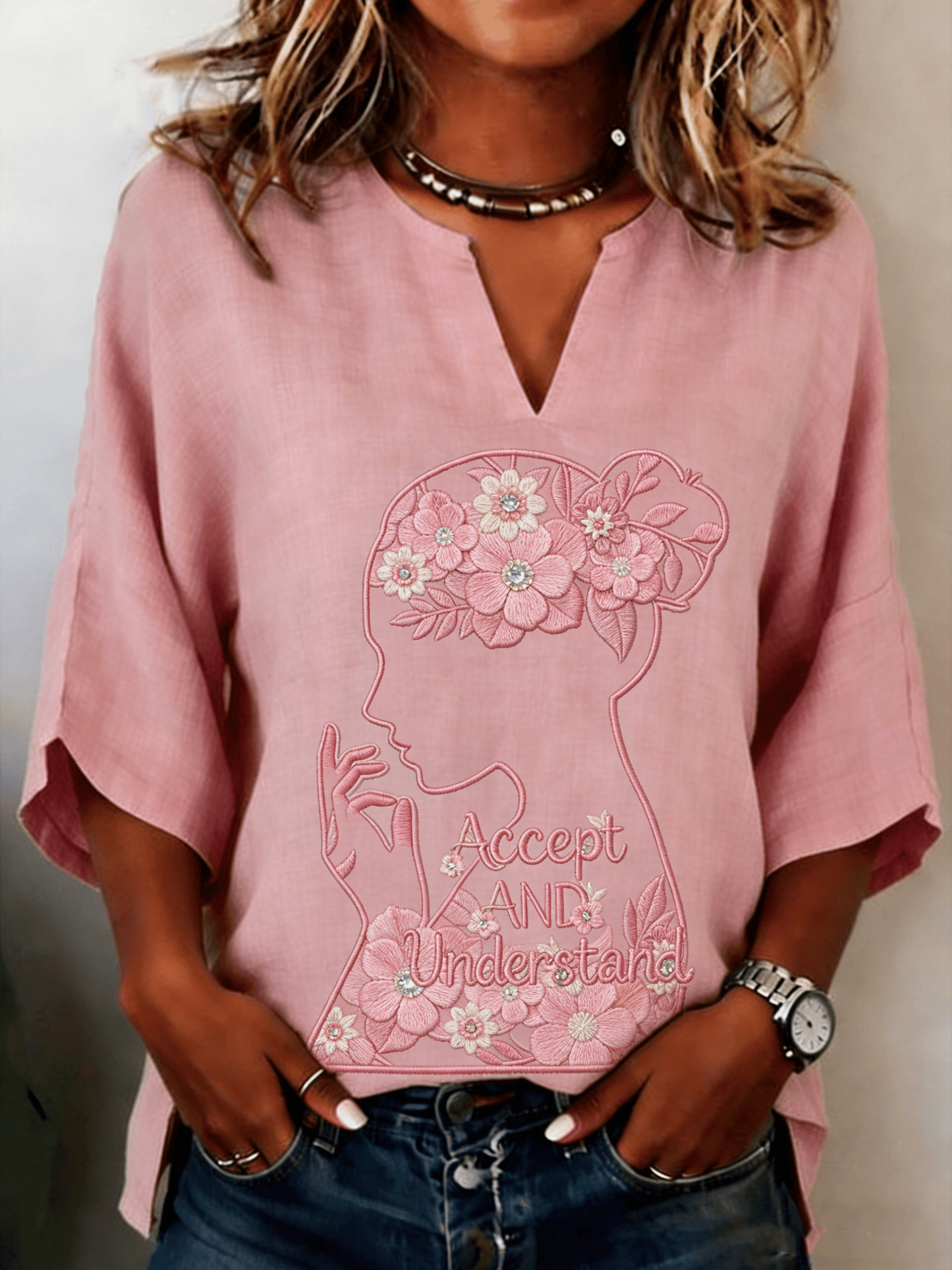 Women's Breast Cancer Awareness Print Shirt