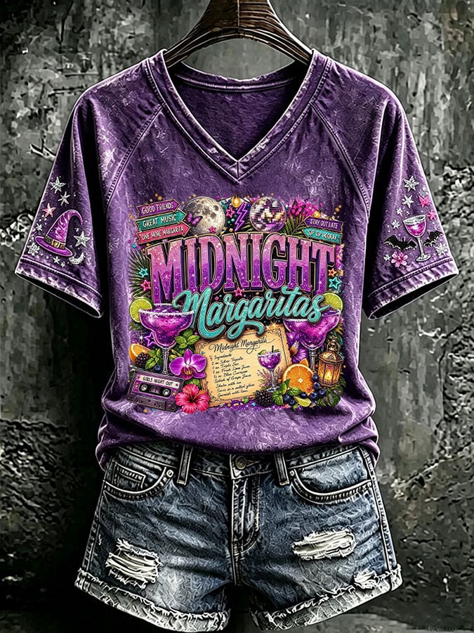 Women's Midnight Margaritas Print Casual T-shirt