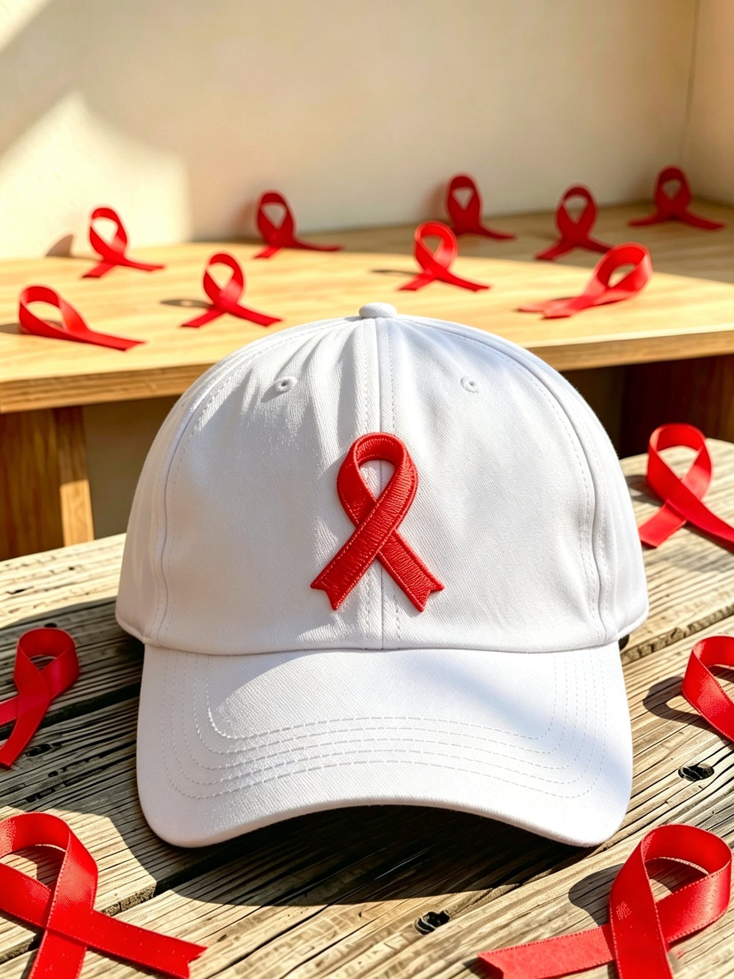 Unisex Blood Cancer Red Ribbon Health Awareness Printed Baseball Cap