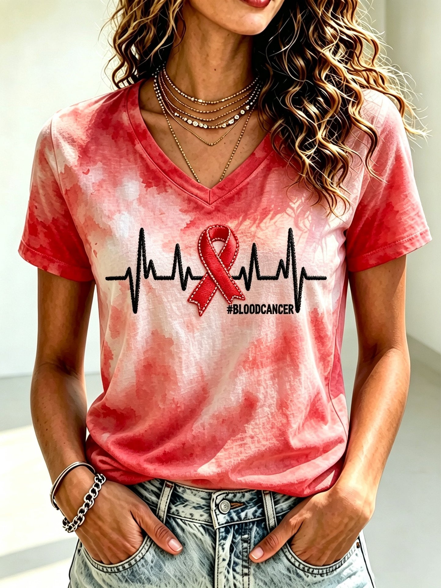 Women's Blood Cancer Awareness Print T-Shirt