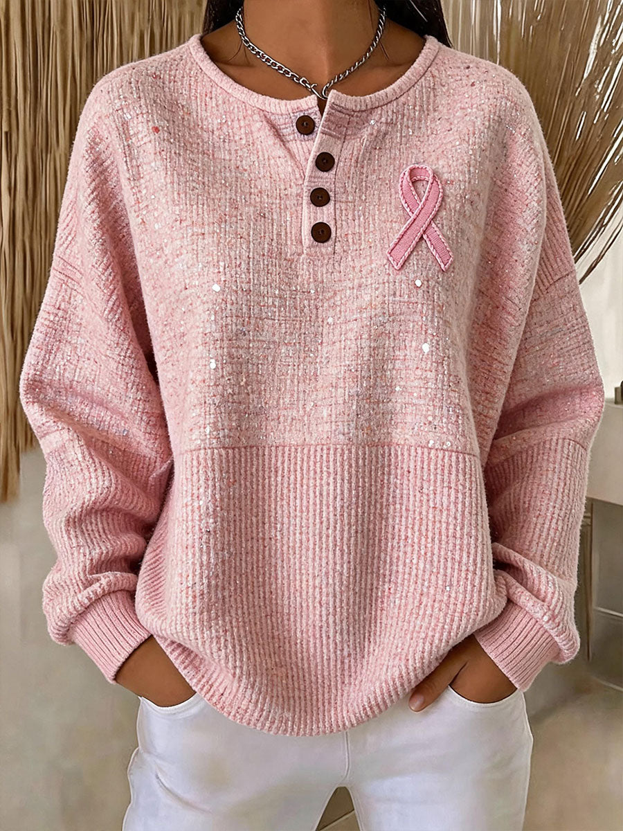 Women's Breast Cancer Awareness Printed Casual Top