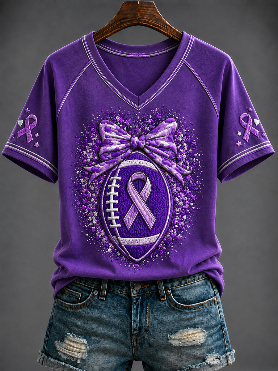Women's Alzheimer's Disease Printed V-neck T-shirt