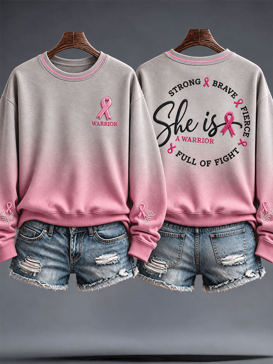 Women's Breast Cancer Awareness Pink Art Printed Sweatshirt