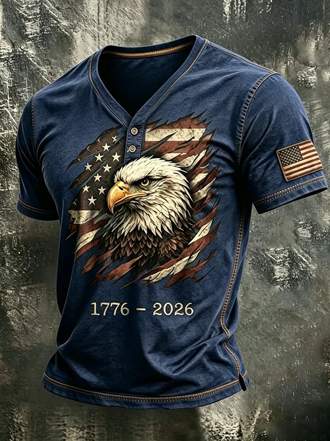 Men's 250th Independence Day Commemorative  Freedom・Courage・Pride Printed Top