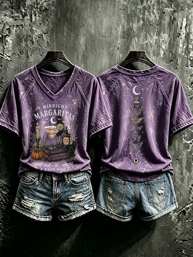 Women's Midnight Margaritas Print Casual T-shirt