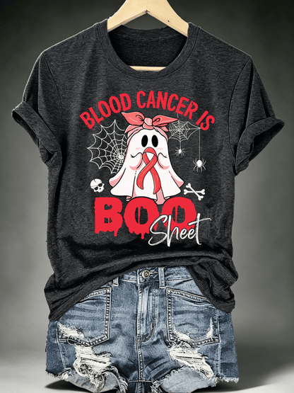 Women's BLOOD CANCER IS BOO SHEET Print T-Shirt