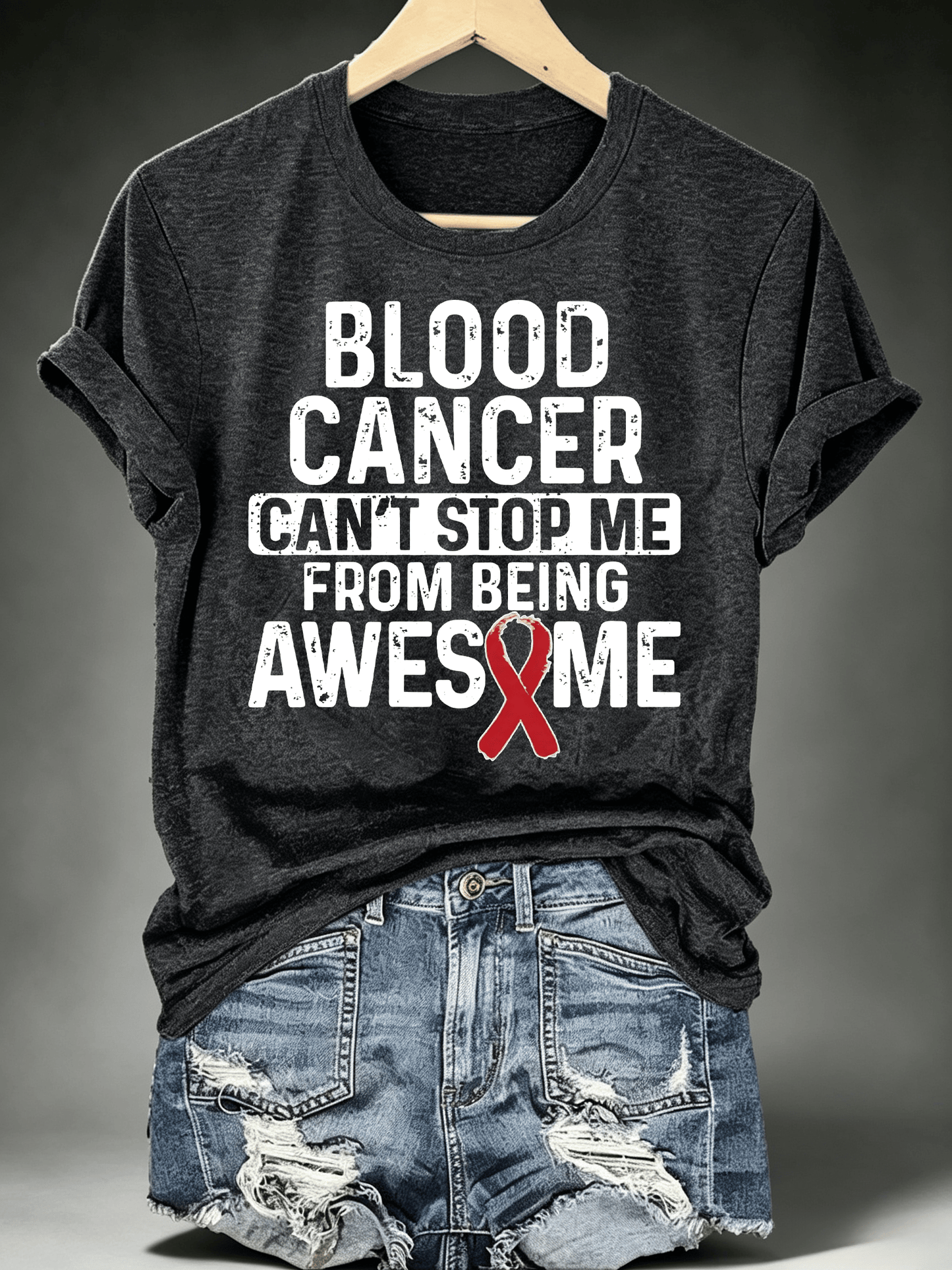Women's BLOOD CANCER CAN'T STOP ME Print T-Shirt