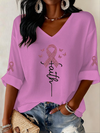 Women's Breast Cancer Awareness Print Top