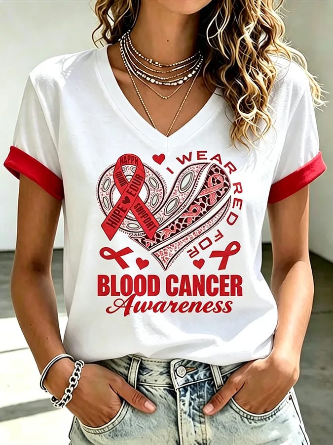 Women's Blood Cancer Awareness V-neck T-shirt