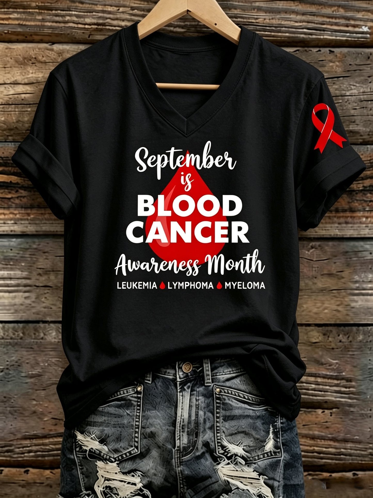Women's Blood Cancer Awareness Print T-Shirt