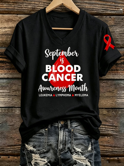 Women's Blood Cancer Awareness Print T-Shirt