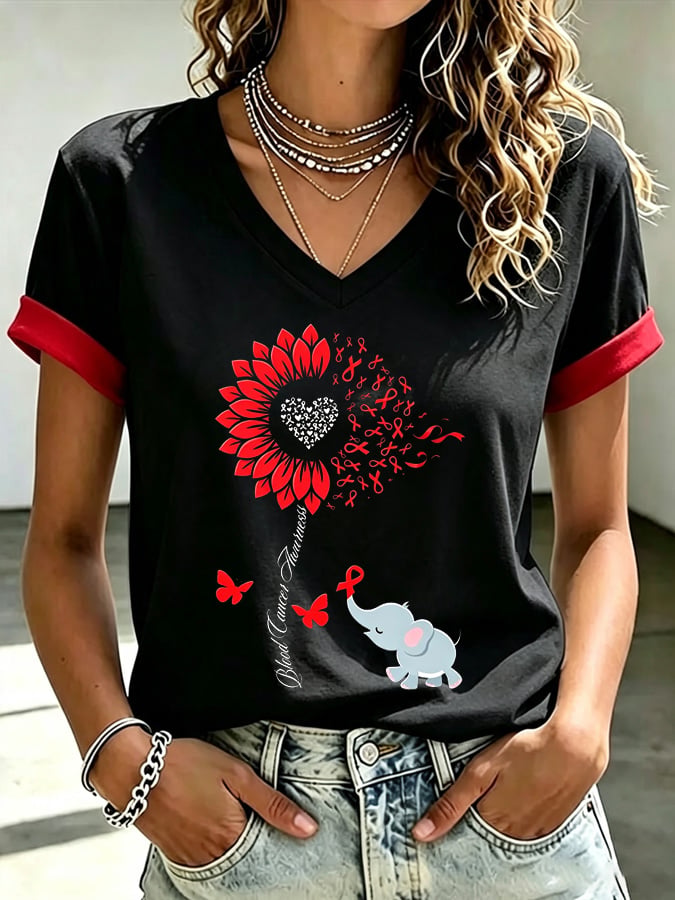 Women's Blood Cancer Awareness V-neck T-shirt