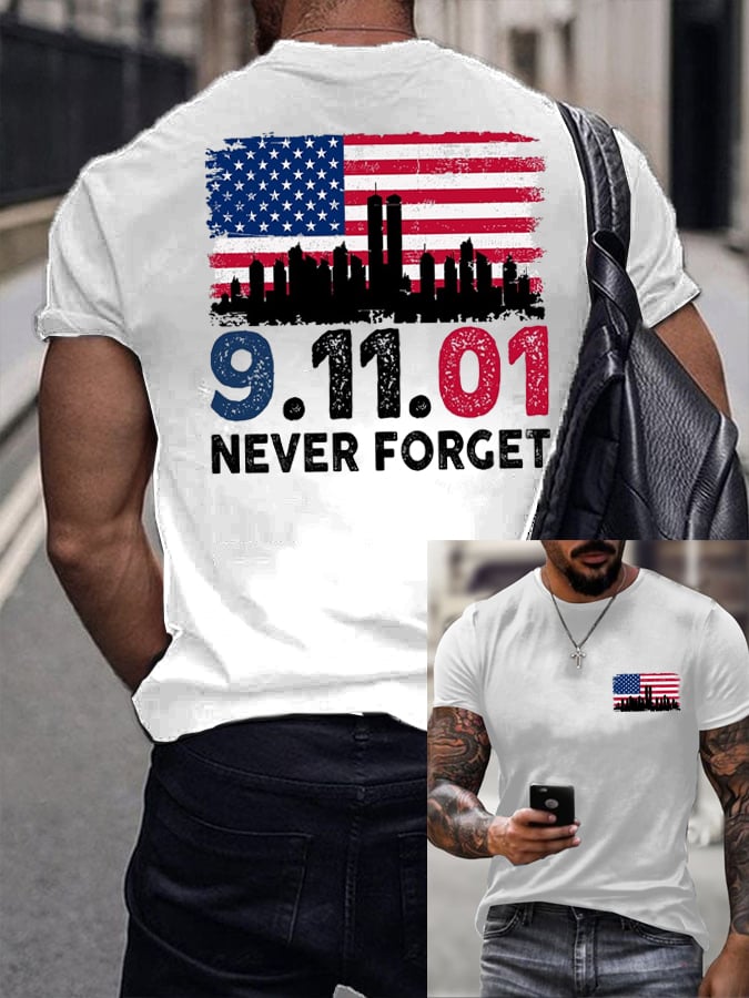 Men's  Patriots Day: Never Forget 9/11 Printed Shirt