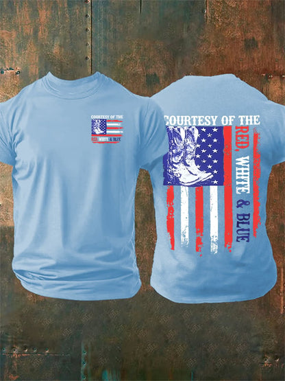 Men's  Courtesy Of Red White And Blue 250th Anniversary Flags T-Shirt
