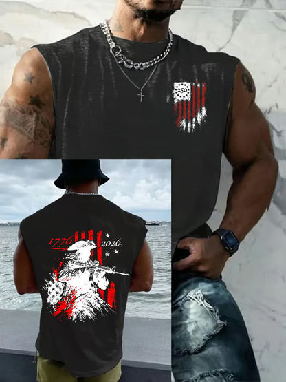 Men's 250th Anniversary Distressed American Flag 2-sided Printed Top