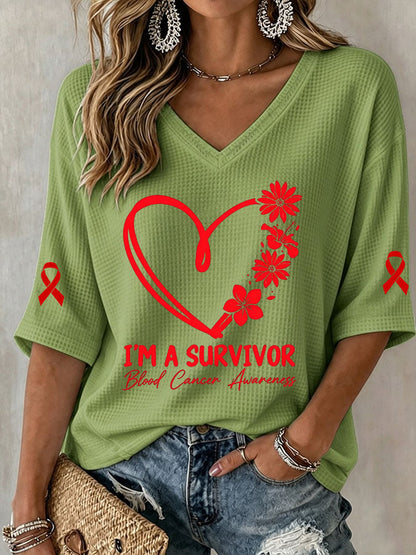 Women's Casual Printed Waffle Top