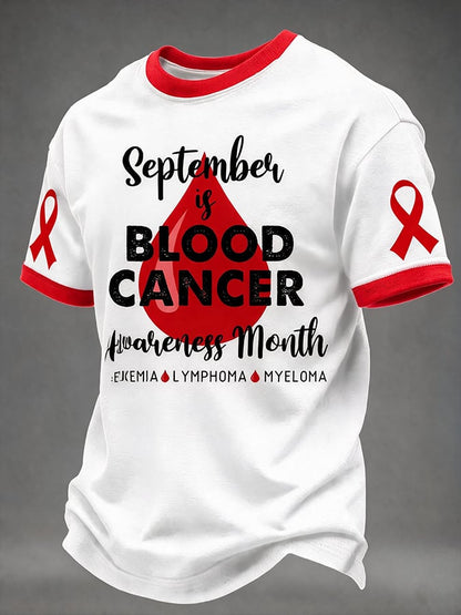 Men'S Blood Cancer Awareness Printed T-Shirt