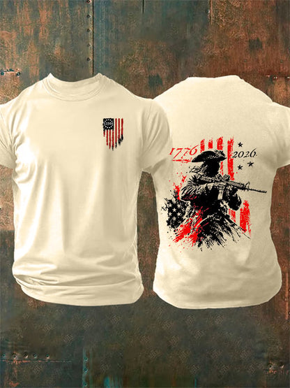 Men's 250th Anniversary Distressed American Flag 2-sided Shirt