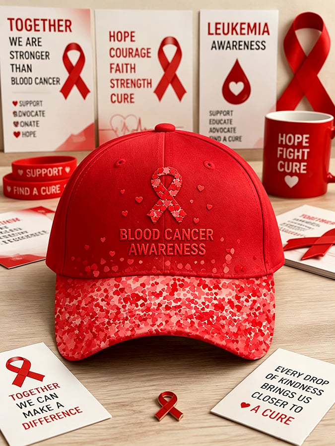 Unisex Blood Cancer Print Baseball Cap
