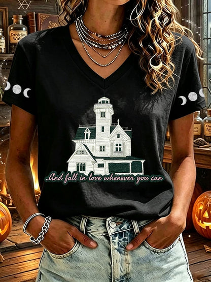 Women's Fall In Love Whenever You Can Print T-shirt