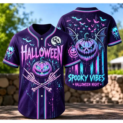 Unisex Spooky Vibes Halloween Baseball Jersey