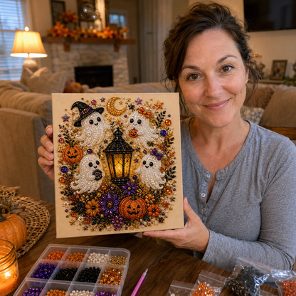 💥 Last Day 49% OFF – 👻✨ Halloween Pearl Art DIY Kit – Turn Tiny Pearls into Spooky-Cute Magic