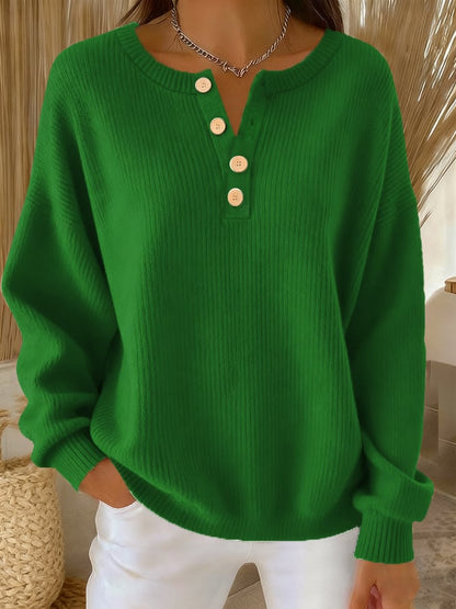 Women's Casual Retro Multicolor Button-Up Sweatshirt