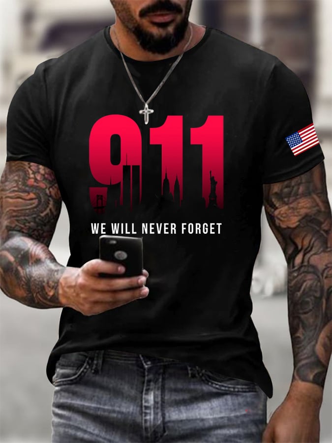 Men's 911 We Will Never Forget Graphic Short Sleeve T-Shirt